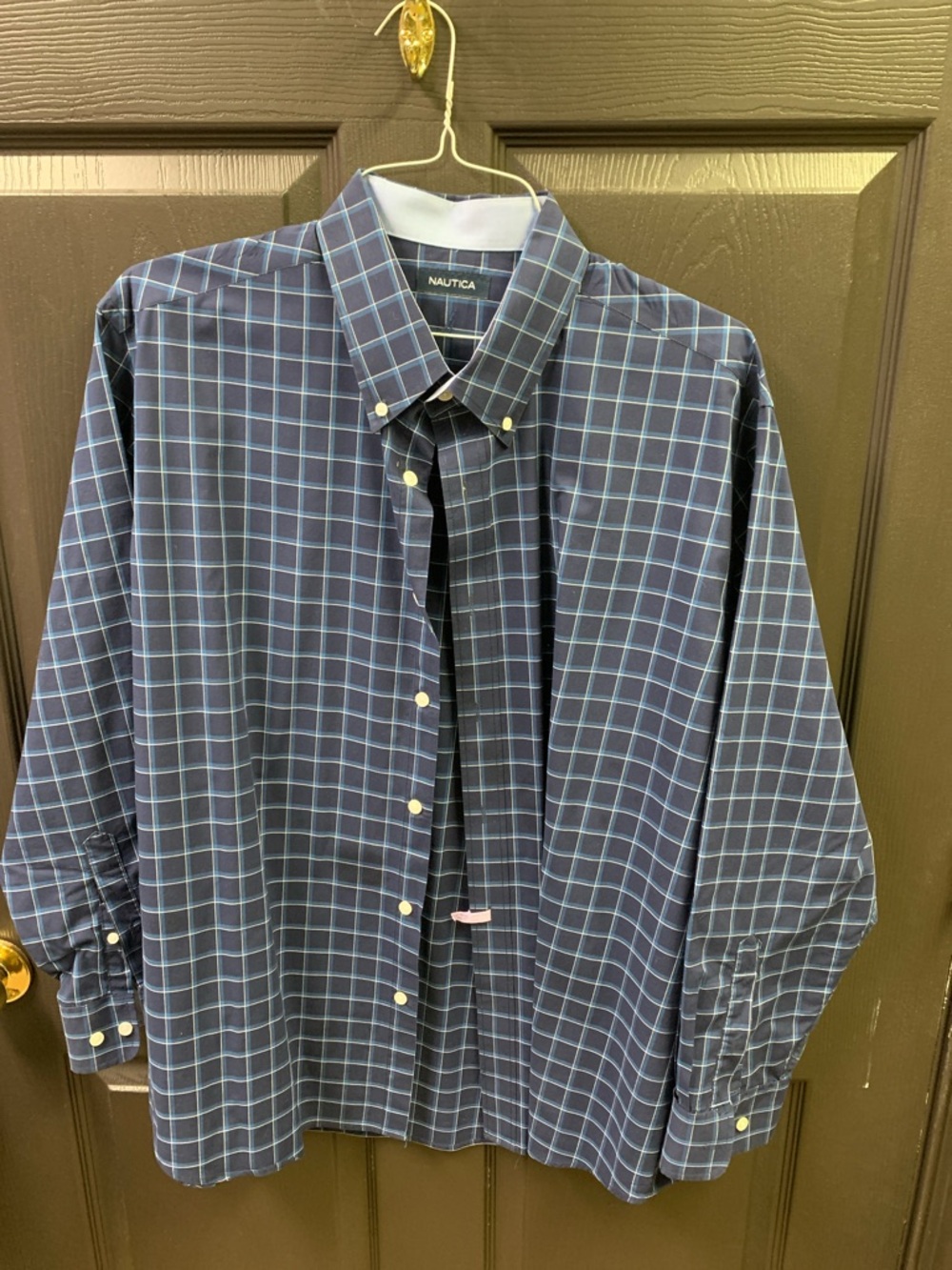 Nautica Navy Blue/Light Blue Button-Down Shirt 18 34/35